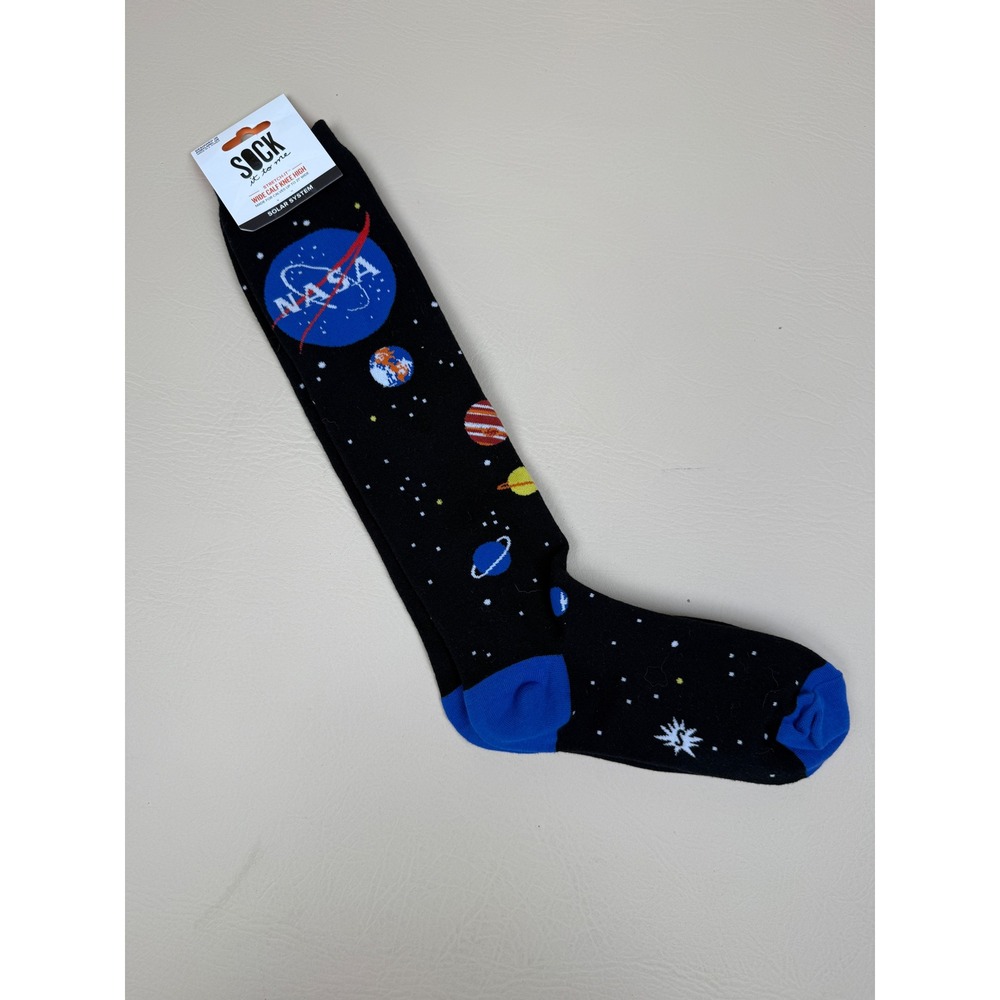 Sock It To Me NASA Wide Calf Knee High Solar System Space Cotton Socks